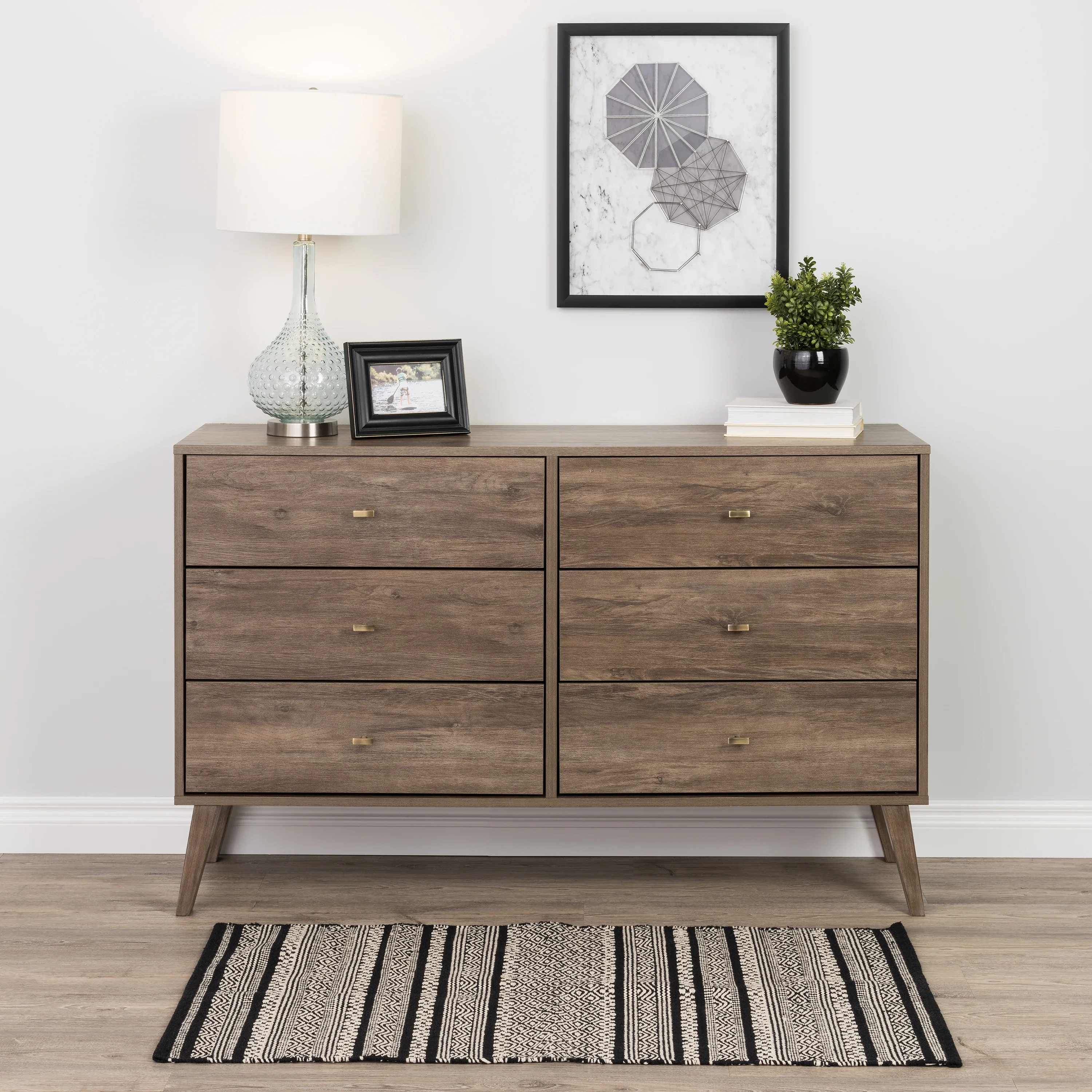 Mid-Century 6 Drawer Wooden Dresser, 16