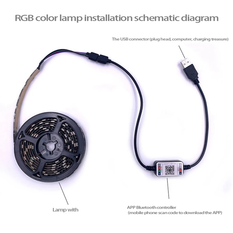 방수 LED 라이트 스트립, 다채로운 블루투스 앱, 5V 유연한 라이트 스트립, 홈 장식 라이트 스트립, 5050Rgb