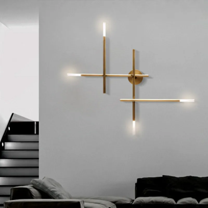 Nordic line Art Wall Lamp Modern Minimalist Creative Cross Shaped Sconce light living room bedside back ground led  lamps