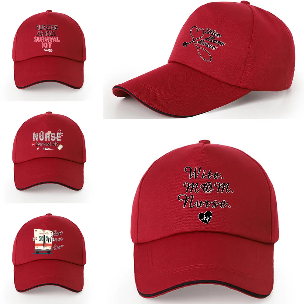 

Hip Hop Baseball Cap Summer Outdoor Sun Hat Casual Nurse Print Series Cotton Adjustable Hat Hip-hop Essential Hat