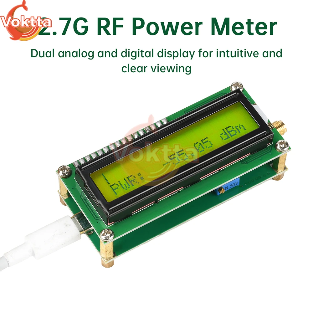 DC 4.5V-5.5V 2.7G Misuratore di potenza RF 5kHz-2700mHz Generatore di segnale di frequenza RF Tipo-C Rilevamento sorgente di segnale spaziale a banda larga