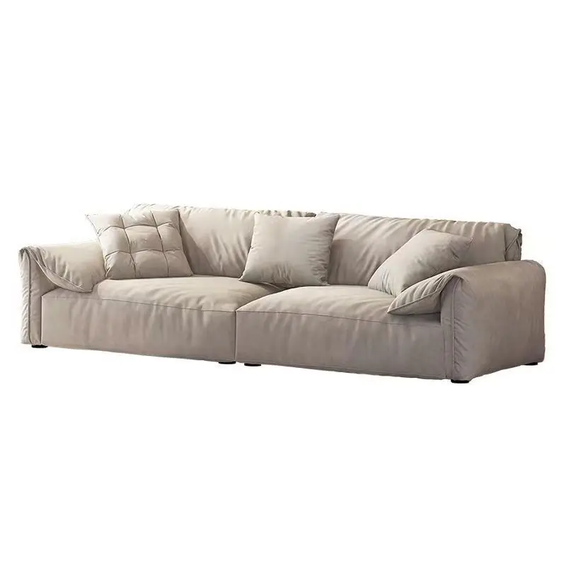 Sofa matte cloth Italian minimalist small apartment straight row sofa living room down fabric art sand