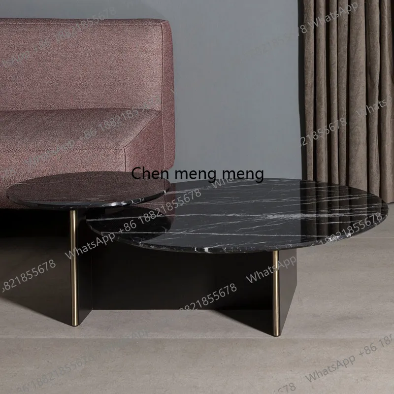 

Nordic designer marble high and low coffee table living room creative combination tea table round coffee table
