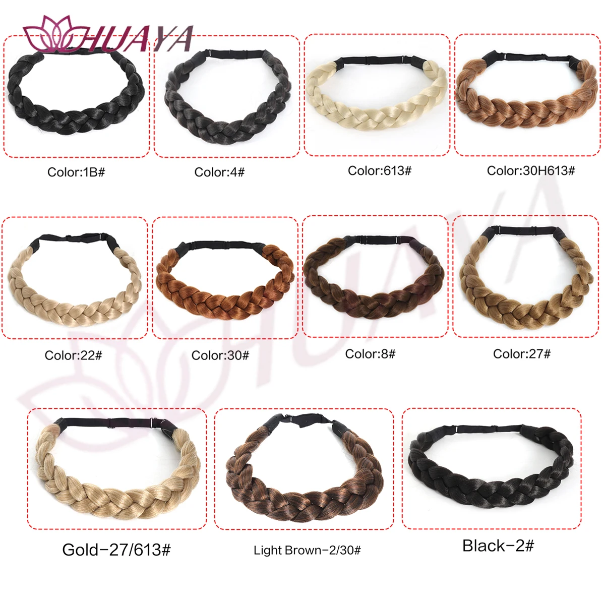Synthetic Hair Braided Headband with Elastic Band Style for Women Girls Children Blonde Brown Braided Headwear Hair scrunchy Hea