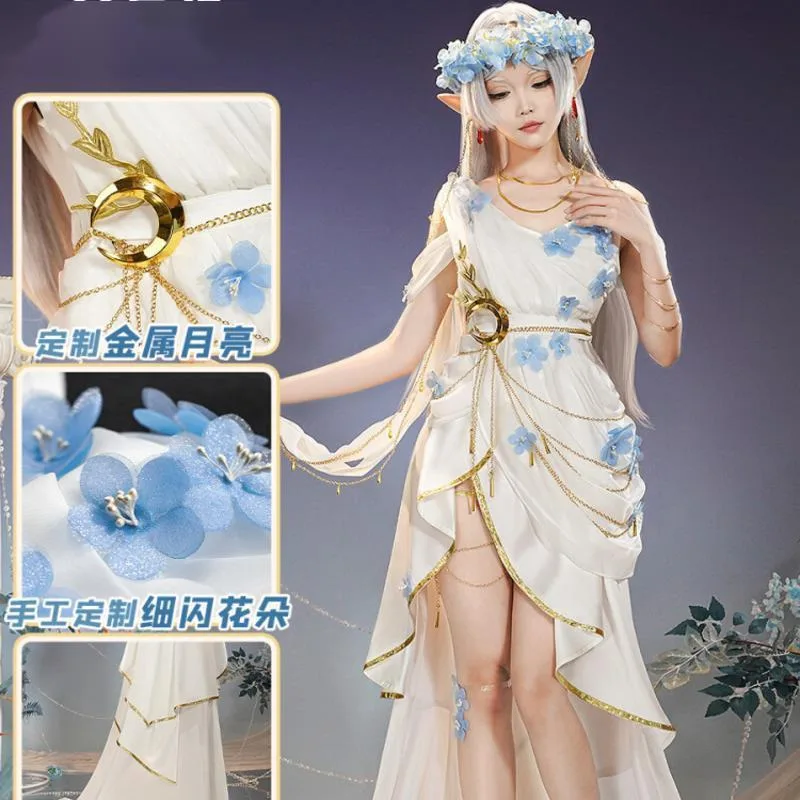

Sousou No Frieren Cosplay Costume Oracle Goddess Anime Magician Dress Flower Wreath Halloween Party Charistmas For Women Girls