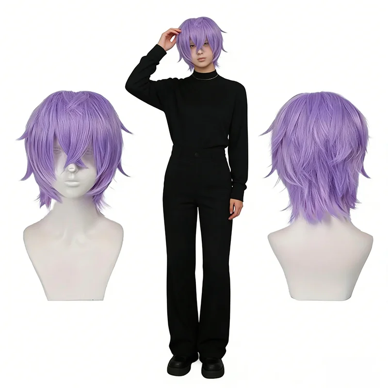 

Многоцветный универсальный короткий парик для косплея в стиле аниме, многослойный, термостойкий, из синтетических волос, для Хэллоуина, ежедневных вечеринок, в комплекте с бесплатной шапкой для парика