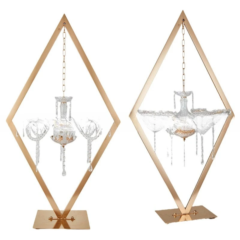 

Gold electroplated crystal candle holder wedding hall hotel main table floral decoration ornament