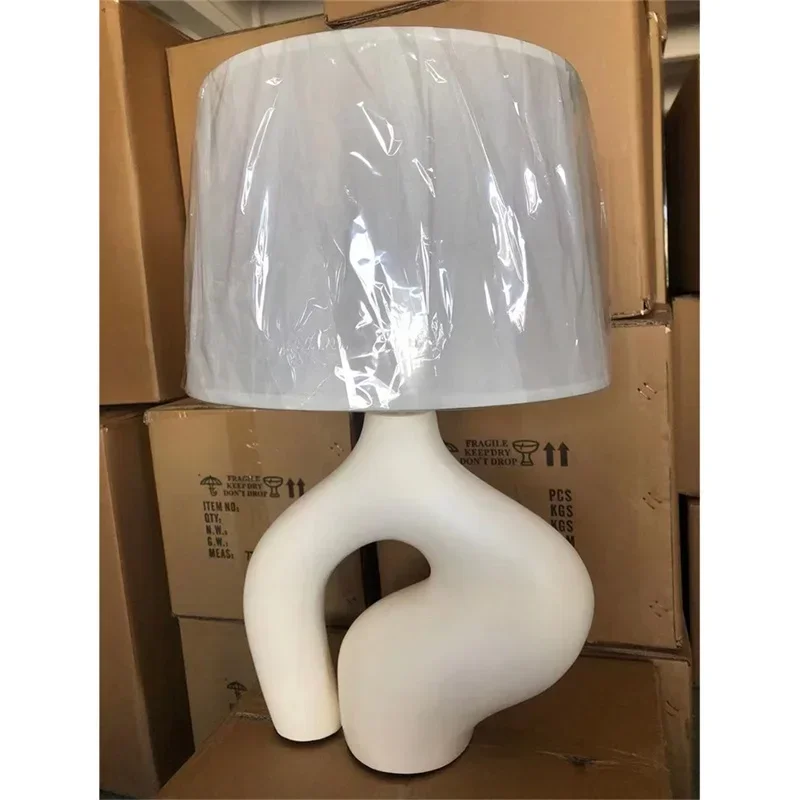 ELARA Branco Criativo Candeeiro de Mesa Resina Contemporânea LED Luz para Casa Sala de Estar Decoração