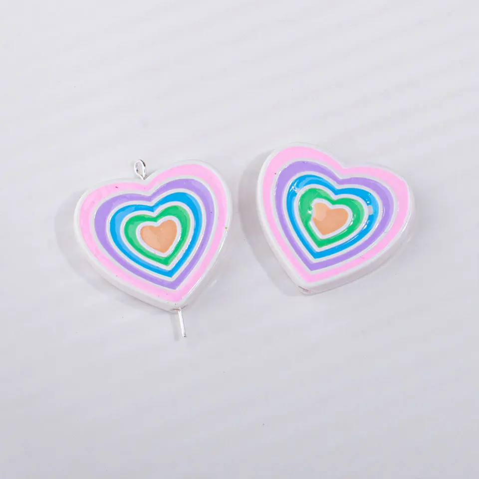 Gradient Color Annular Love Heart Beads For Jewelry Making DIY Decorations Beadable Pens Earrings Necklace Hair Rope Accessories