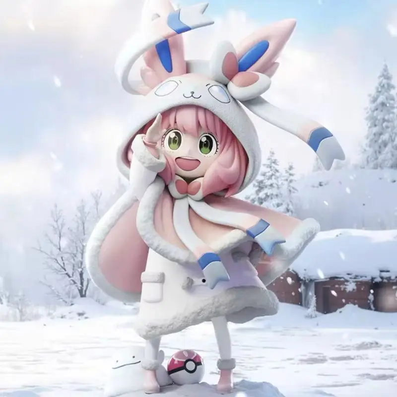 18 سنتيمتر PokéMon Eevee × الأسرة أنيا مزور كما Sylveon أنيا تأثيري الجنية Eevee أنيمي ألعاب شخصيات الحركة الهدايا