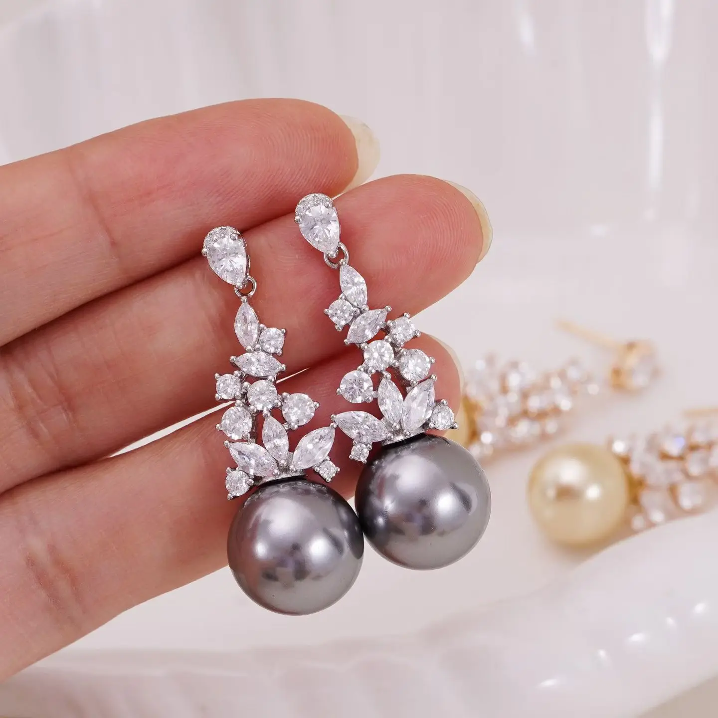 

S925 Sterling Silver Earrings Base Findings Mountings Jewelry Mounts Fittings Accessories for 13-14mm Pearls