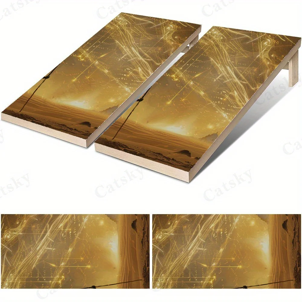 Mystique dans le désert doré, paysage fantastique, décor éthéré, haute valeur! Autocollants pour planche de sable plate en vinyle 2D - Sans bulles, applications faciles