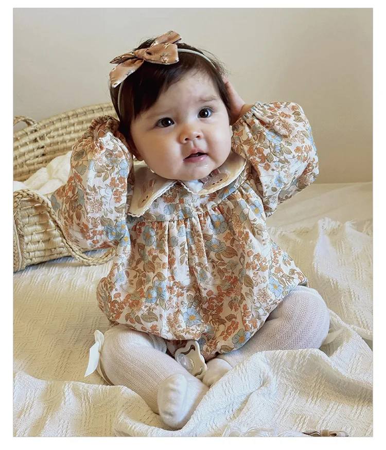 

Printed Rompers Fashionable Casual Versatile for Spring and Autumn Cute Vintage Fashionable Long Sleeved Rompers