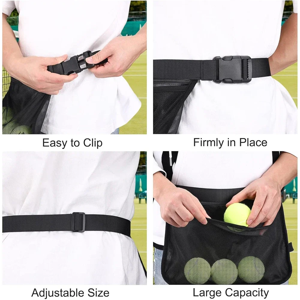 Tennis Ball Holder Waist Belt Adults Kids Fanny Pack Tennis Ball Mesh Bag Pickle Ball Waist Pouch Tennis Balls Carrier