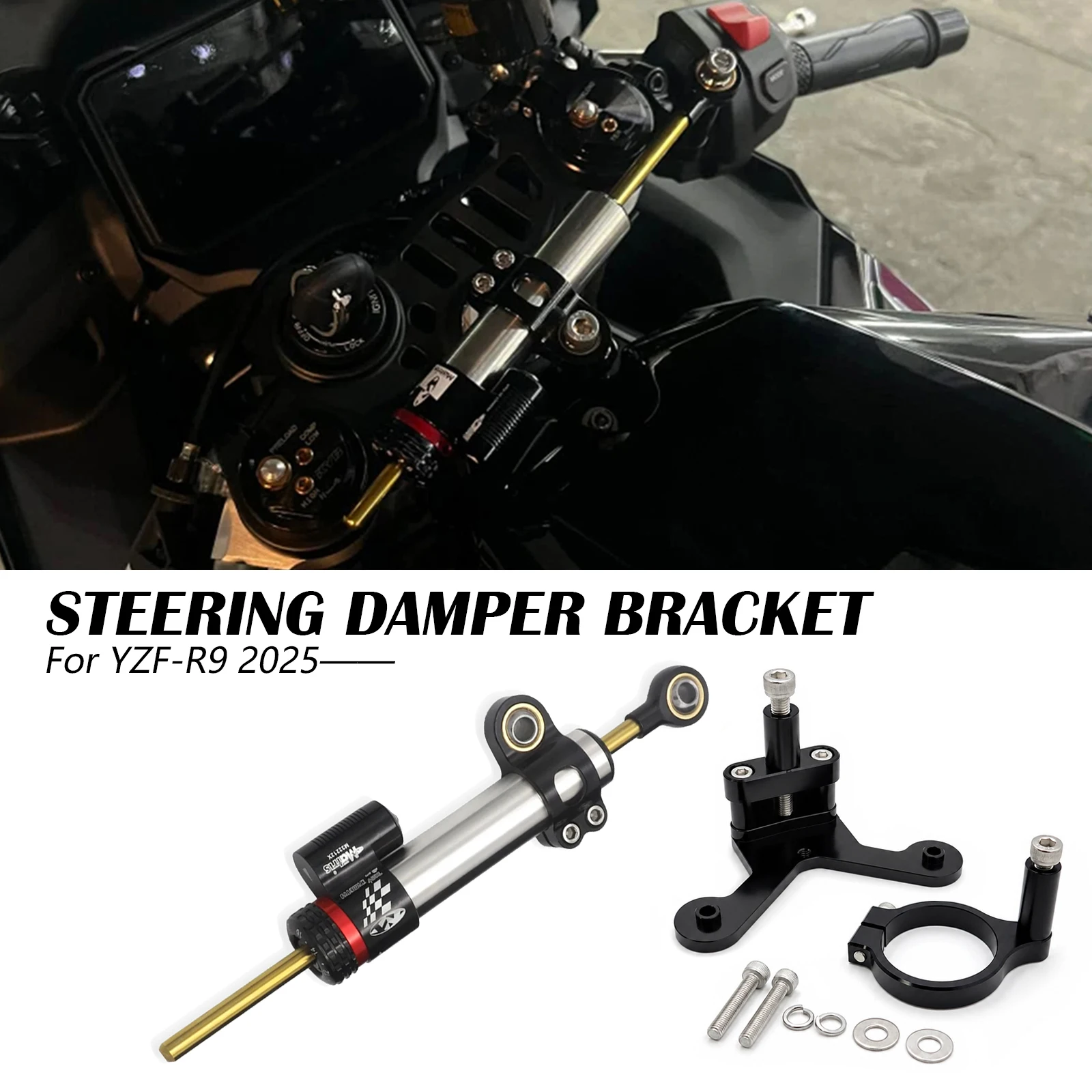 Motorcycle Accessories Handlebar Steering Damper Kit Stabilizer Mounting Bracket For Yamaha YZFR9 2025 YZF R9 2026 YZF-R9