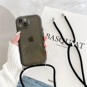 Siyah, Çapraz, Şeffaf, Kumaş, Telefon, Kılıfı, kordon, Dize, Dize, Dize, Kapağı, iPhone, 16, 15, 13, ve, 12, Pro, Max, XR, 11, ve, 14, Artı, Moda, Satış çubuğu kolyesinde ilk 10-siyah no. 9