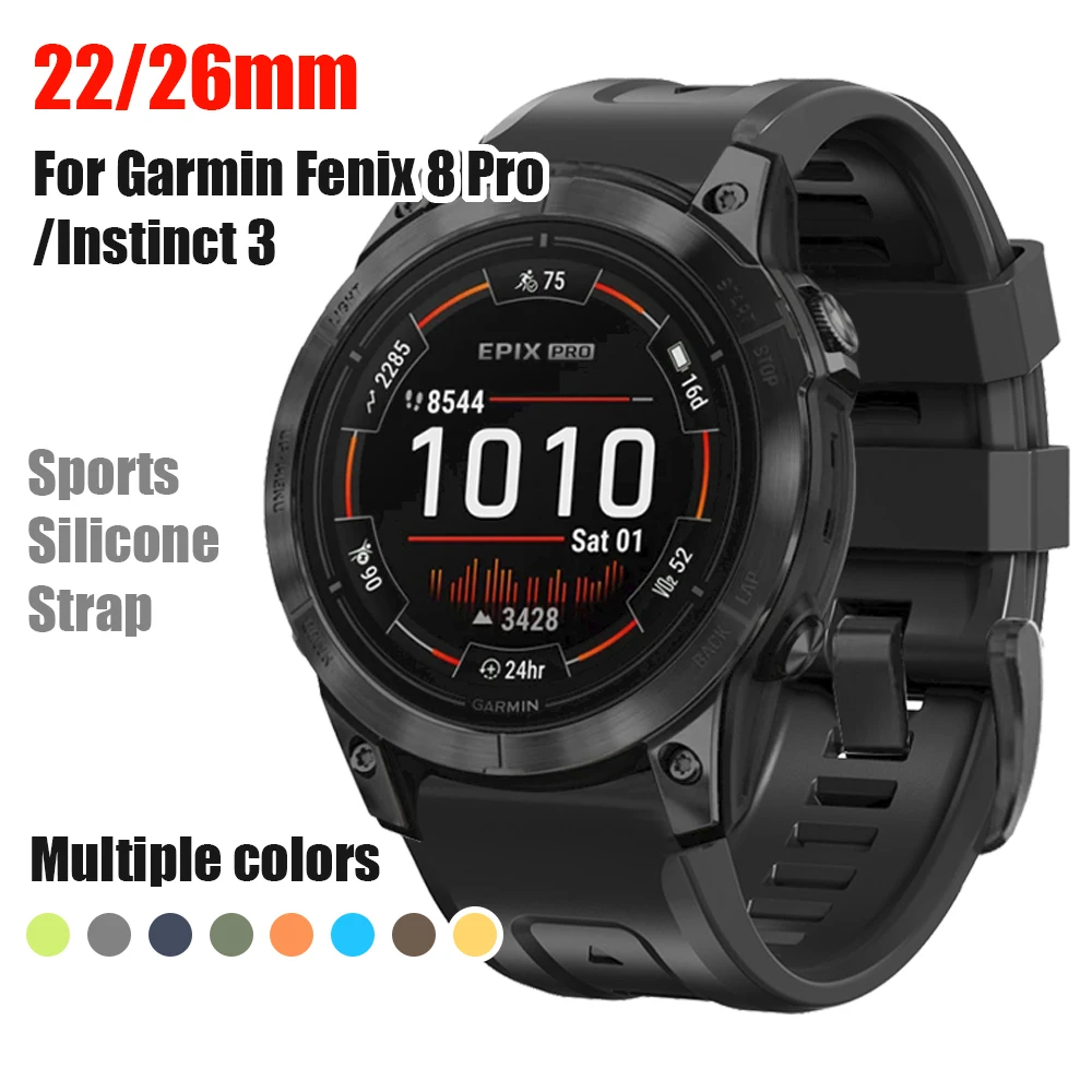 QuickFit 22/26 mm Silikon-Sportarmband für Garmin Fenix 8 Pro/Fenix 8 7X/Tactix 8 7/Instinct 3 2X/Forerunner 970 965 Uhrenarmband