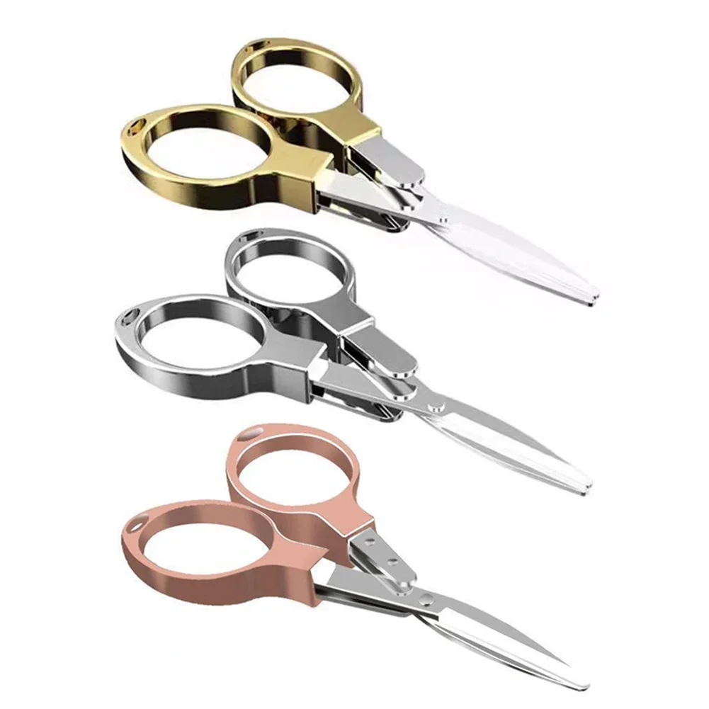 Metal Exquisite Folding Scissors Stretch Scissors Multifunctional Outdoor Travel Fishing Scissors Sewing Supplies Fabric Cutter