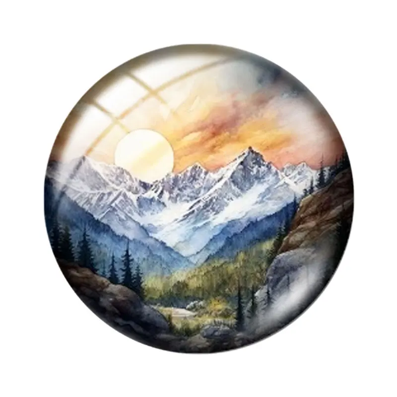 Sunset Landscape 12/18/20/25mm Glass Cabochon Bracelet Pendant Rings for Jewelry Demo Earrings Back Making Findings