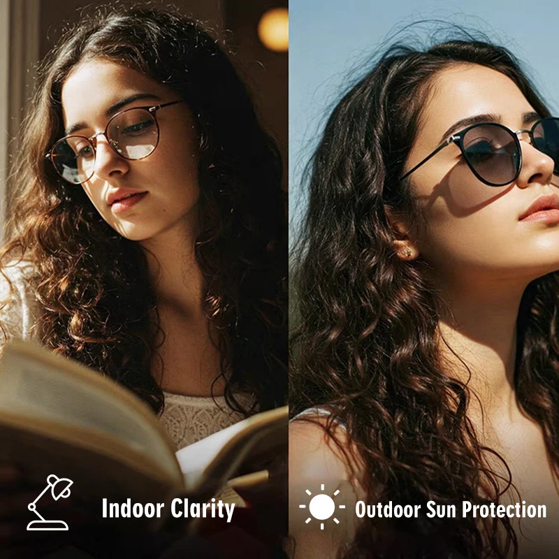 2 PCs 1.56 1.61 1.67 Single Vision Photochromic Lenses Prescription Myopia Presbyopia Reading Optical Anti-Glare Chameleon UV400