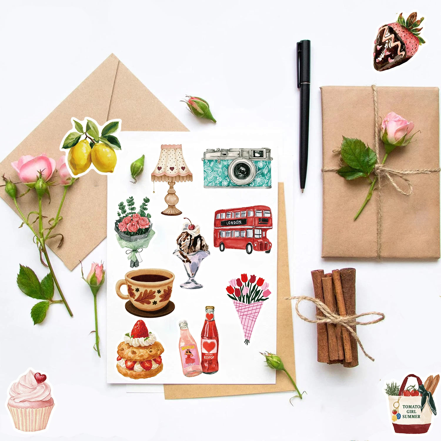 50PCS Inspiration Aesthetics Sticker Laptop Skateboard Scrapbooking Living Room Streetwear Supplies Stationery Cute Vinyl Decals