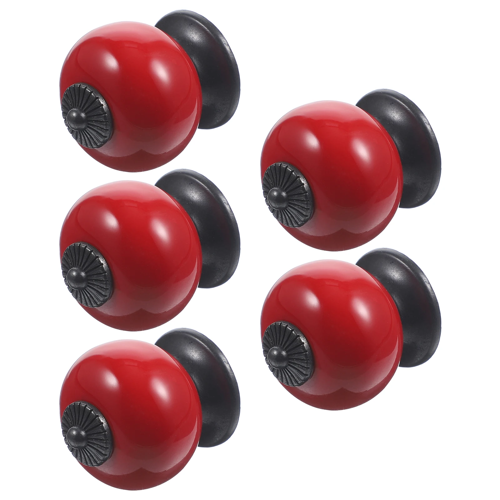 

5pcs Round Ceramic Door Knobs Pull Handles Orange 38X38Mm Cabinet Drawer Bin Hardware Durable Metal Screws Included