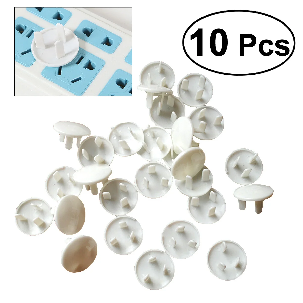 10 قطعة يغطي مخرج الطاقة المقبس واقية الطفل التدقيق أغطية السلامة الكهربائية حماية الأطفال مادة ABS 3 ثقوب #6