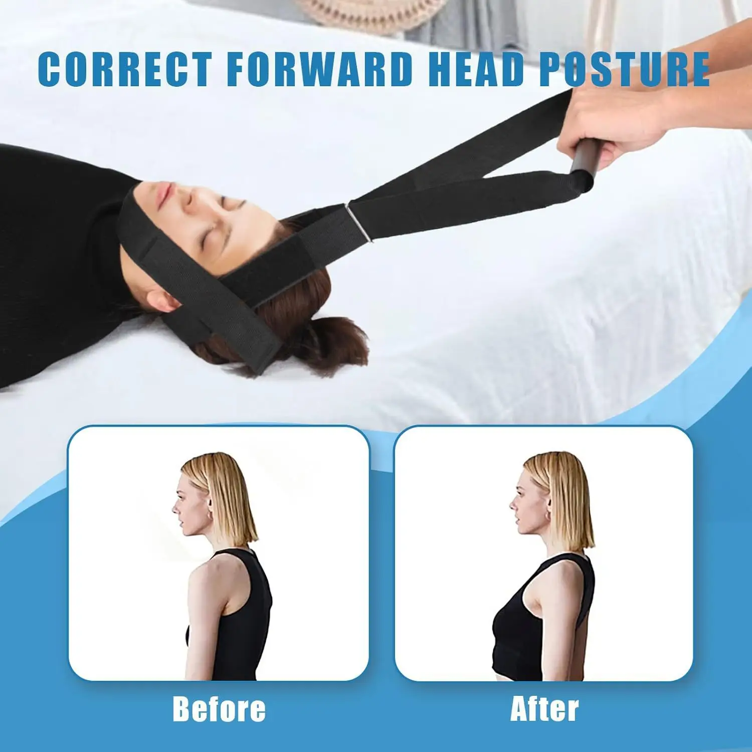 

Y-shaped Updated Iron Pipe Neck Cervical Traction Belt Therapy Stretching Decompression Spinal Correction Brace Band