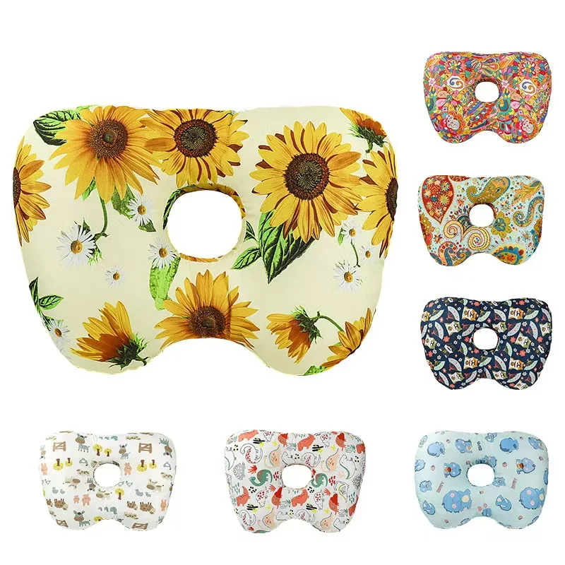Cotton Filling Ear Piercing Pillow Breathable Ergonomic Pillow With Ear Hole Portable Comfortable Earring Pillow For Side Sleep