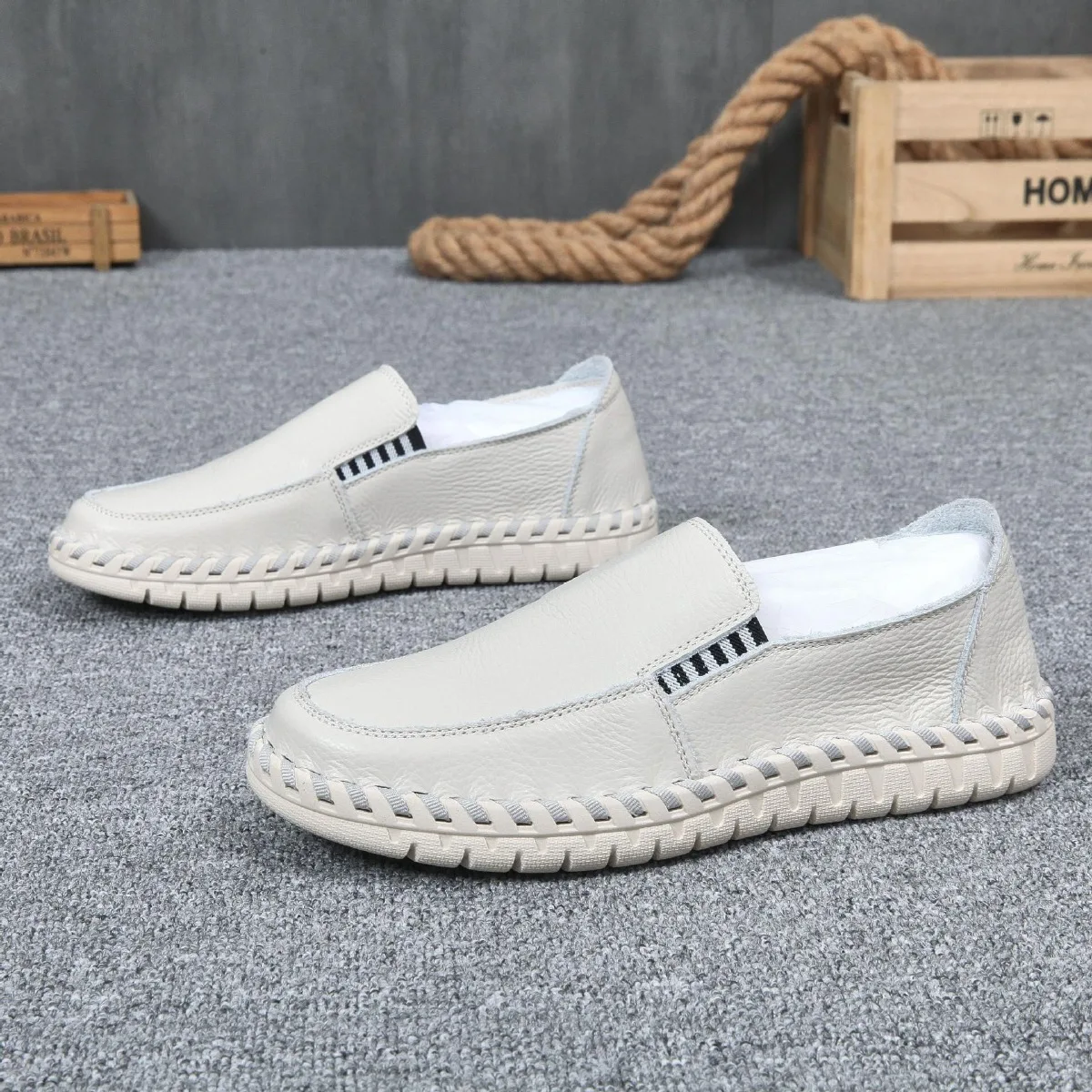 Autumn Men's Color Mixing Splicing Casual Shoes Fashion Anti-slip Soft Sole Low Tops Walking Luxury Shoes Handmade Driving Shoes