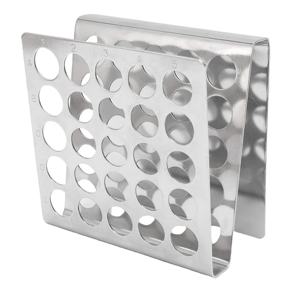 25 Holes 15/17mm 25 Holes Stainless Steel Test Tube Rack Solid Z Shaped Z Shape Centrifuge Tube Rack Stainless Steel Silver
