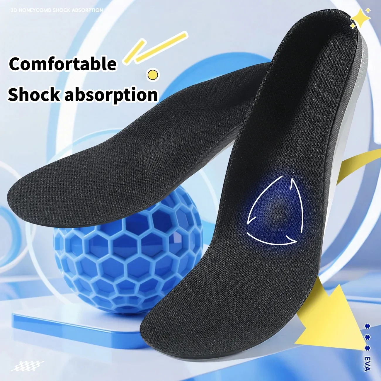 1 Pair Arch Support Insoles Shock-Absorbing Cushioned Sports Insoles Orthotic Insole Flat Foot Running Orthopedic Insole