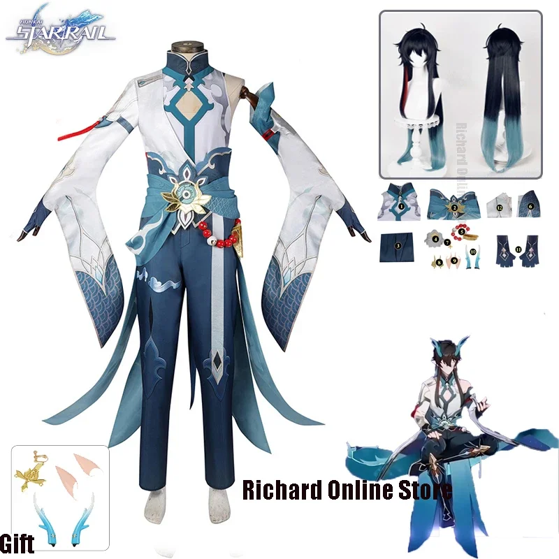 

DanHeng Cosplay Costume Long Wig Imbibitor Lunae Uniforms Dragon Halloween Carnival Party Costumes Dan Heng Honkai:Star Rail