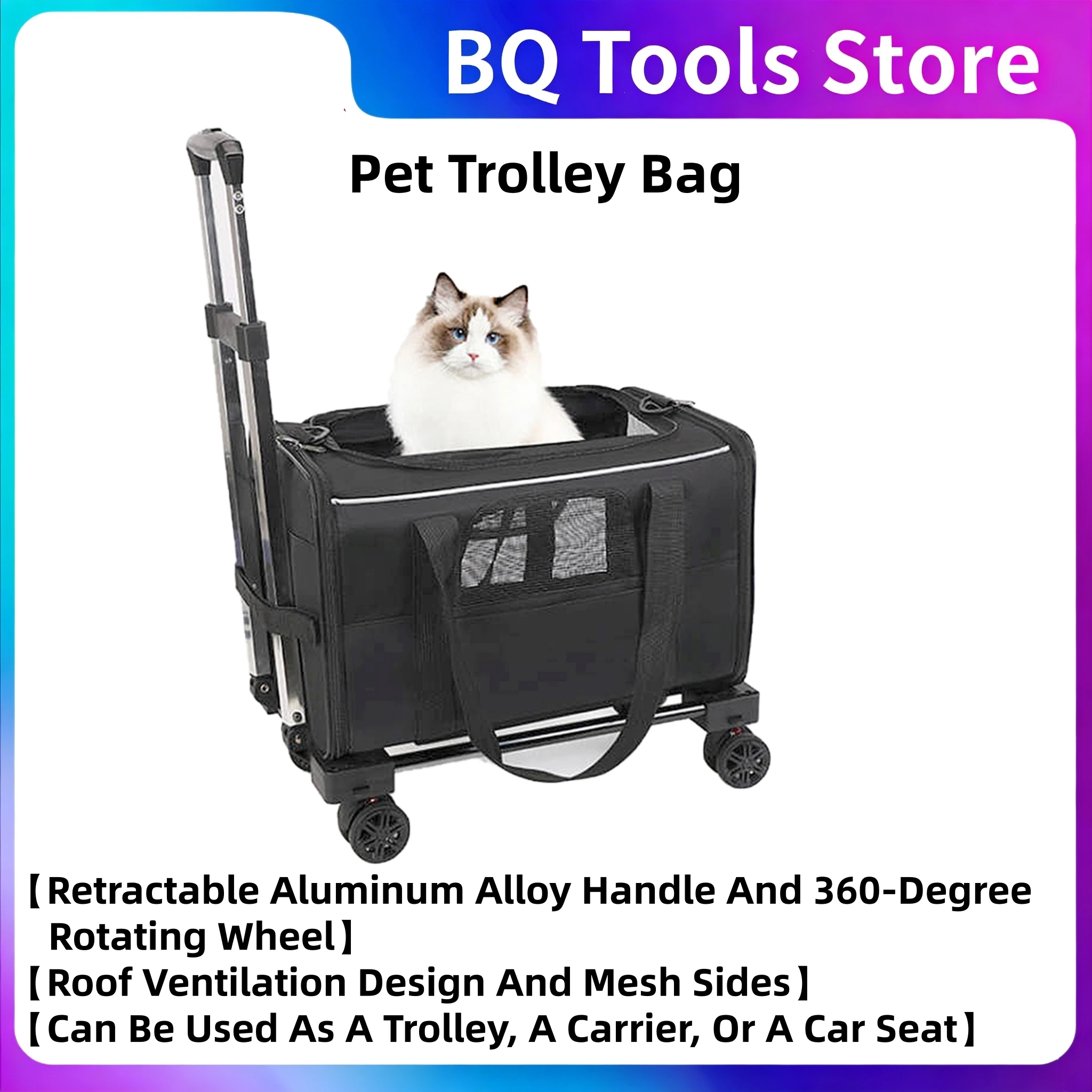 Pet Trolley Bag Foldable Pet Carriers Multi Functional Cat Rolling Carrier Portable Pet Travel Carrier Cat Supplies