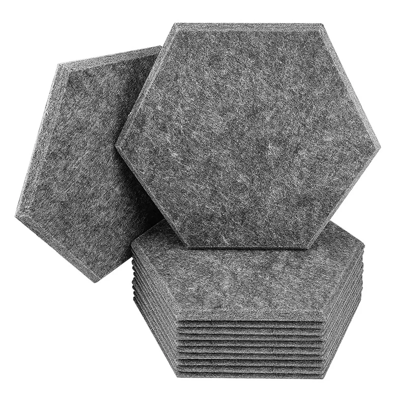 

12PCS Hexagonal Self-Adhesive Acoustic Foam Board High Density Acoustic Panels Grey For Studio, Home And Office