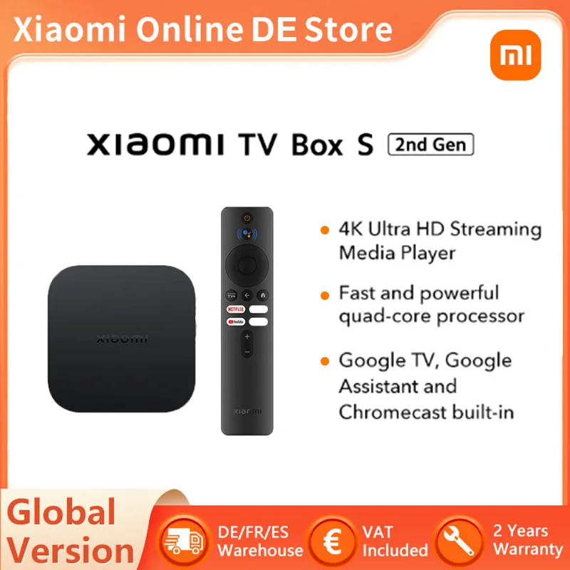 Xiaomi Mi TV Box S 2nd Gen Android Smart TV Box Media Player 4K Ultra HD Google TV Dolby Vision HDR10 + Global Version TV BOX