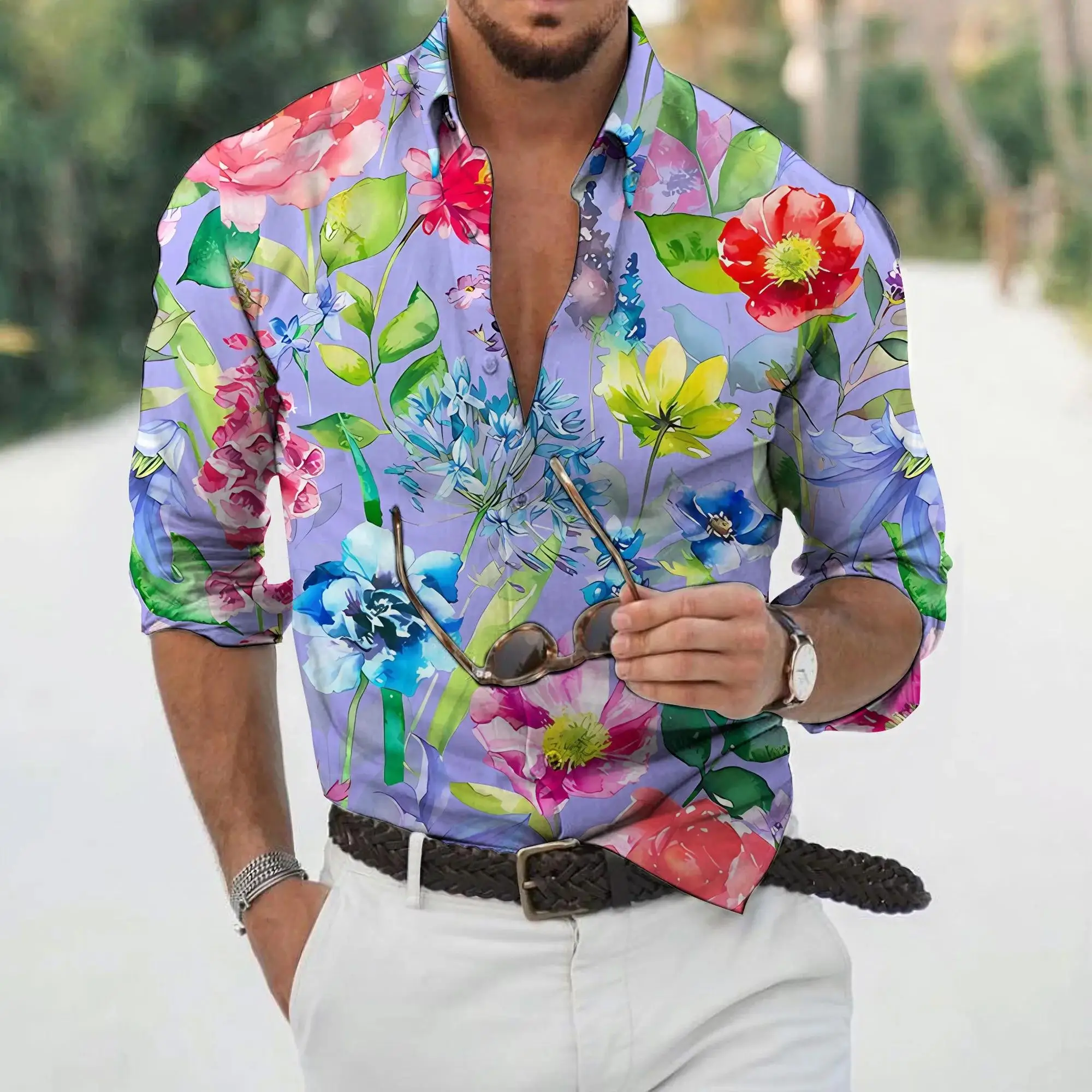 2023 Autumn Hawaiian Floral Shirts For Men 3d Beach Holiday Long Sleeve Oversized 3xl Tops Tees Shirt Man Tropical Luxury Camisa