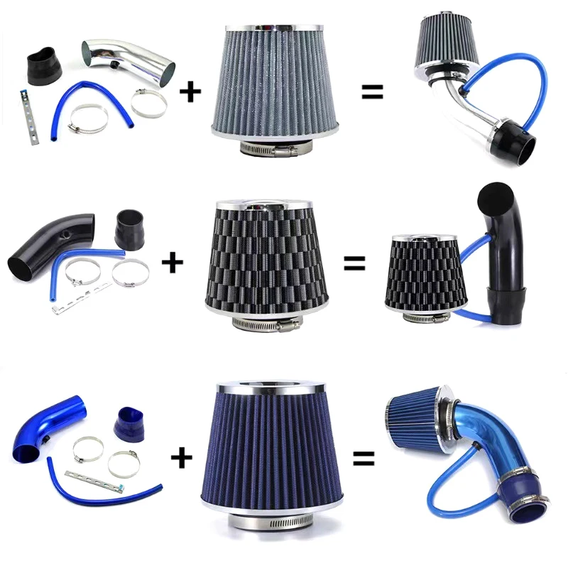 76MM Car Refitted Air Filter Intake Pipe Filter Winter Mushroom Head High Flow High Cold Air Filter Aluminum Pipe Kit