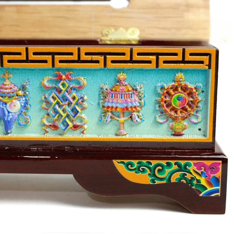 Retro Eight Auspicious Symbols Incense Burner Solid Wood Incense Stick Burner Inside Room Tea Ceremony Decorative Ornaments
