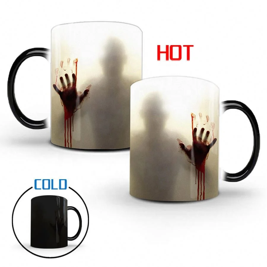 Custom Logo 11oz mug Print White blank Black ceramic cup Magic coffee cup Color-changing sublimation Magic cup