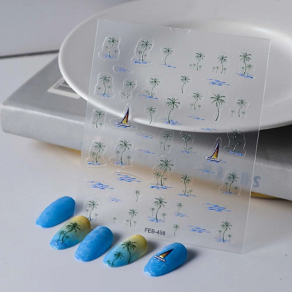 Concha estrella océano pegatinas para uñas medusas de mar vidrio brillante delfín gelatina océano pegatinas para uñas accesorios bronceadores