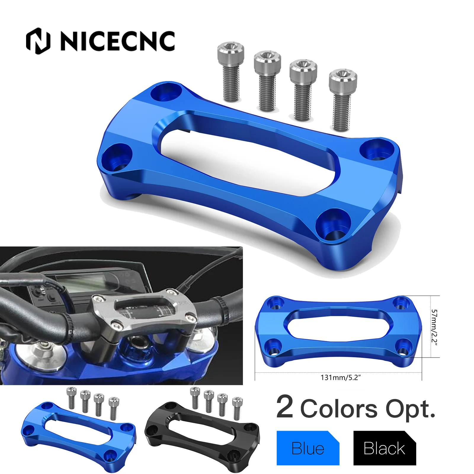 

NICECNC Motocross 28.6MM Handlebar Stabilizer Mount Riser Clamp For YAMAHA YZ125 250 X 2017-2020 WR 250 400 426 450F 2007-2009