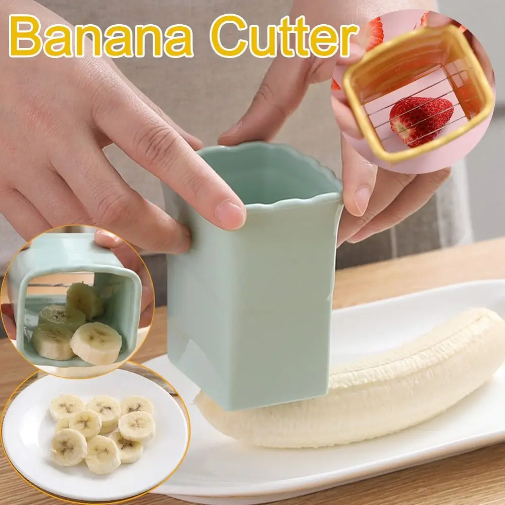 Neue Tasse Slicer Edelstahl Obsts ch neider Erdbeer Bananen schneider Handheld Küchen helfer Geschenk