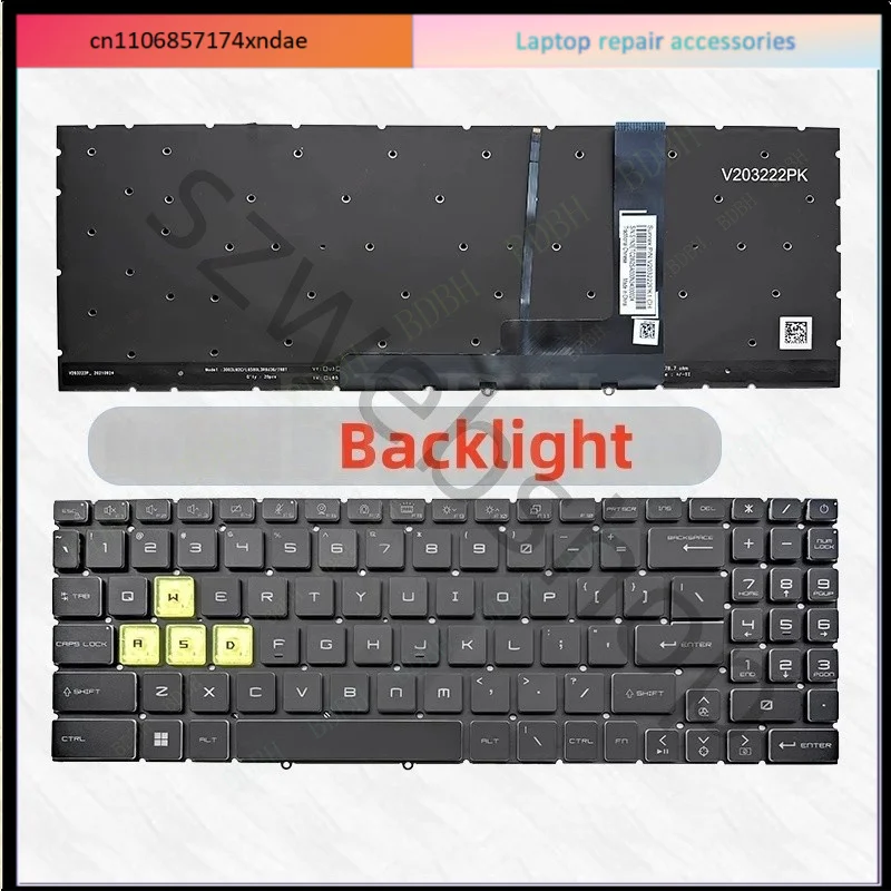 For For MSI Crosshair 15-B12U MS-1583 with Backlit Laptop US English Keyboard