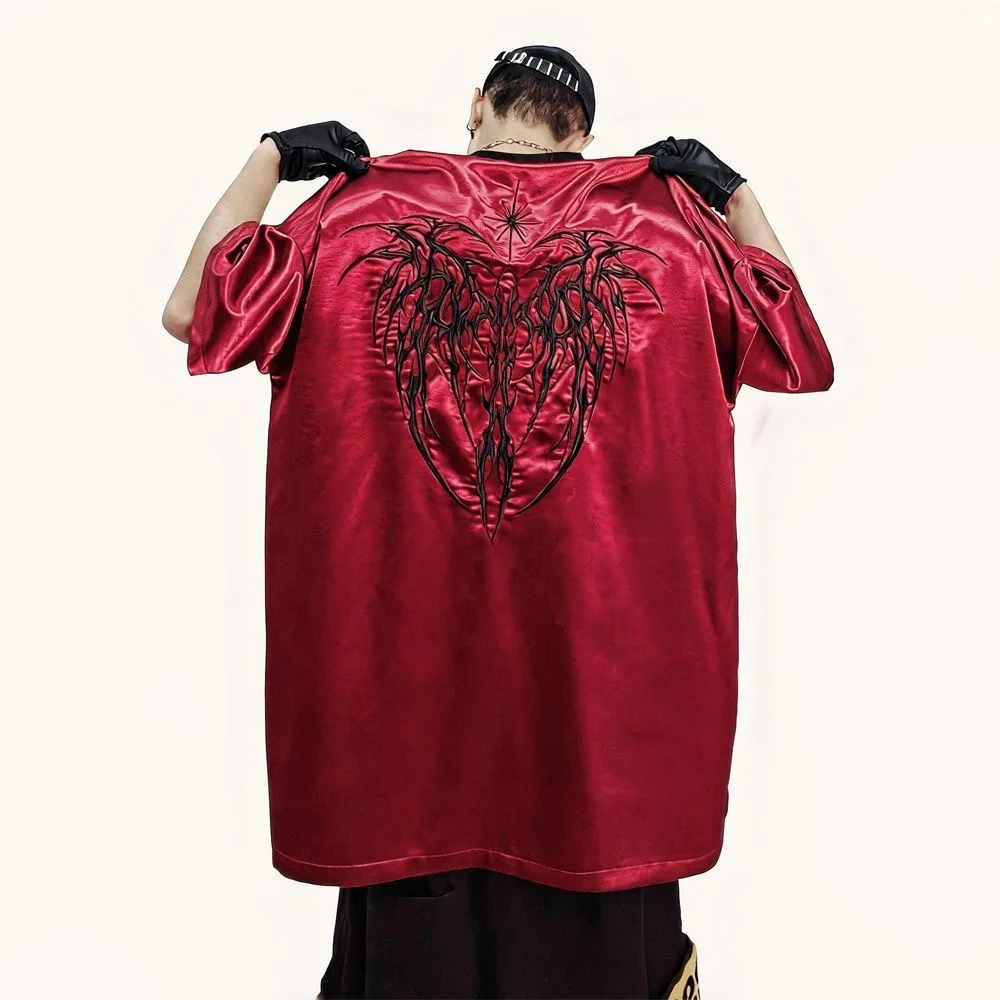 Man T-shirt 2026 West Coast Heavyweight Oversized Tee Embroidered Short Sleeve Loose Streetwear T Shirt American High Street