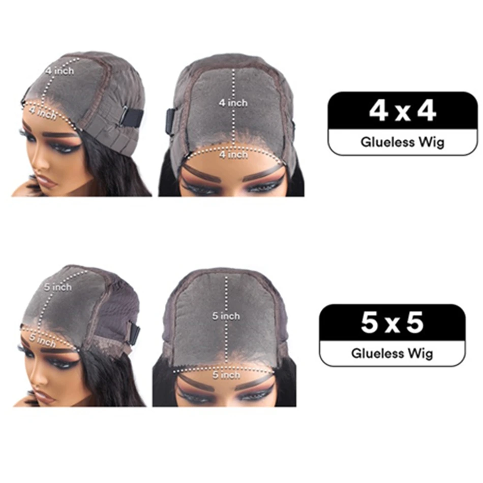 Wear Go Deep Wave 4x4 5x5 HD Parrucca con chiusura in pizzo con linea sottile pre-pizzicata Parrucche ricci senza colla pre-tagliate Capelli umani pronti da indossare