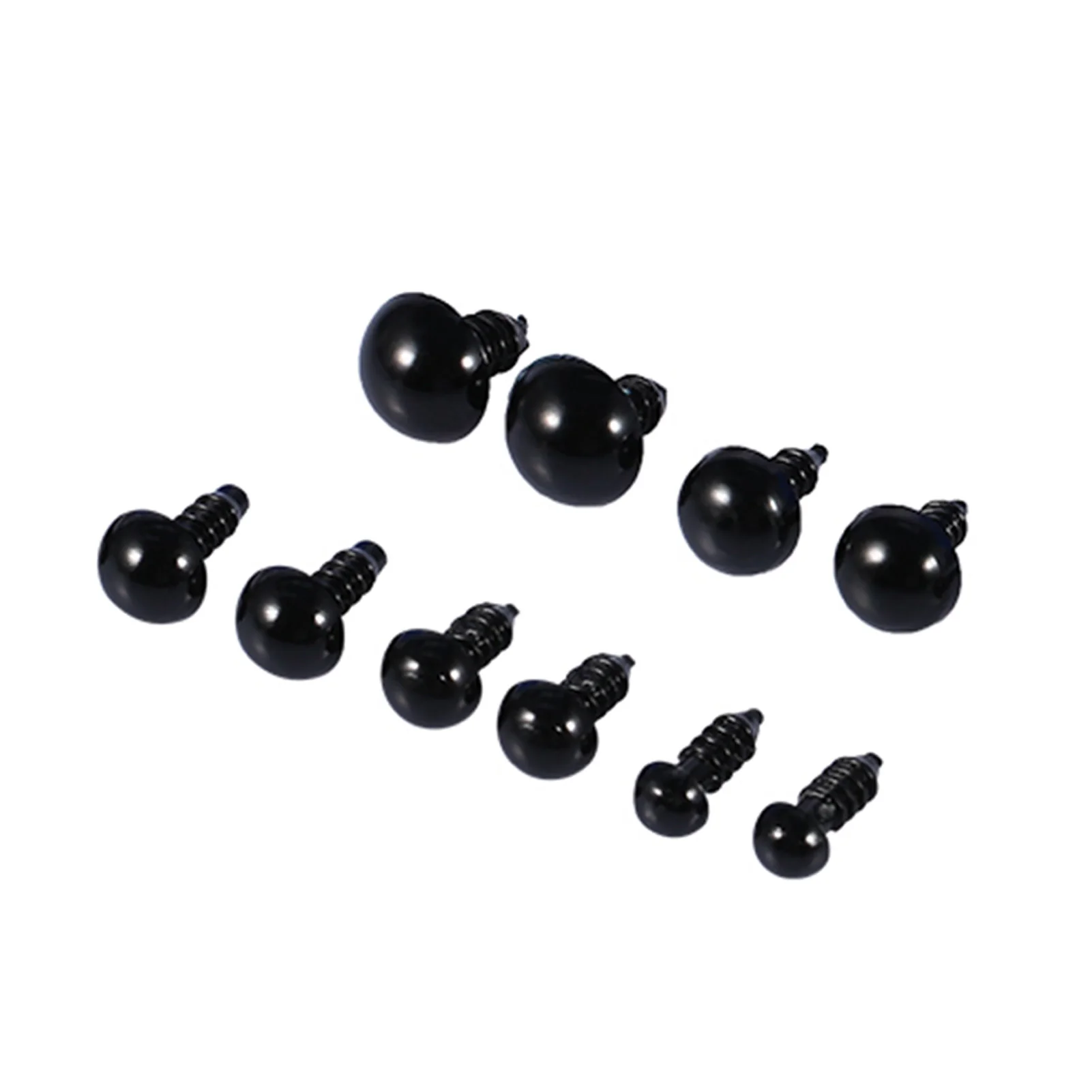 Olhos plásticos para a boneca do urso de pelúcia, brinquedo animal do luxuoso, cor preta, 6-12mm, 100pcs