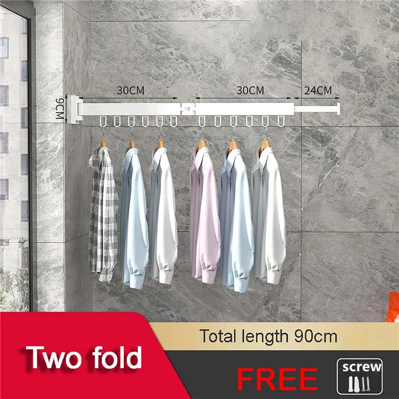 90/120Cm Vouwen Kleerhanger Wall Mount Intrekbare Doek Droogrek Indoor & Outdoor Ruimte Besparen Home Hotel waslijn