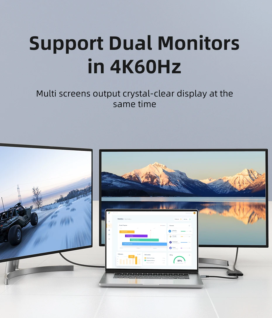 CABLETIME USB C zu HDMI Adapter MST 4K 8K Dual HDMI Monitor Konverter Dreifach Display Kompatibel mit M1/M2/M3 Windows Mac Laptop – Detail 5
