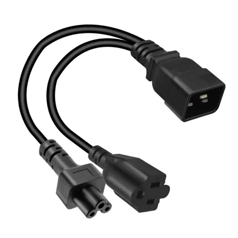 

Y1UB 12.6inch IEC320 C20 to IEC320 C5+ 5-15R Power Cord 1 to 2 Y-splitter Adapter Cable Extension Wire Conversion Line